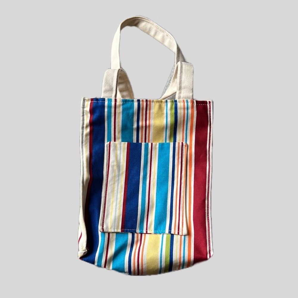 Longaberger Sunny Day Handmade Tote Bag in Summer Stripe Pattern